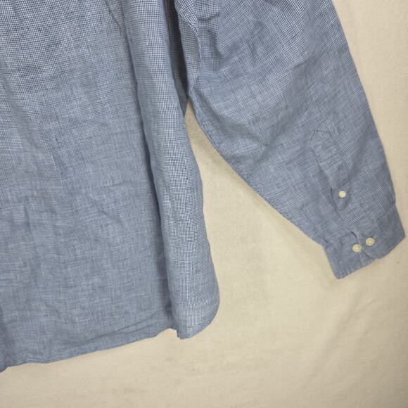 Brooks Brothers Shirt Mens Extra Large XL Blue 100% Linen Collared Preppy Work - Picture 10 of 10
